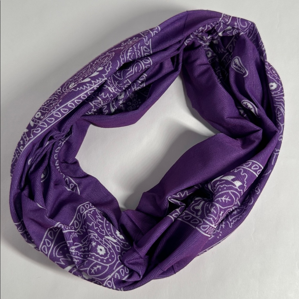 Wide Purple Bandana Pattern Headband - #2055